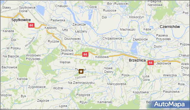 mapa Kossowa, Kossowa na mapie Targeo