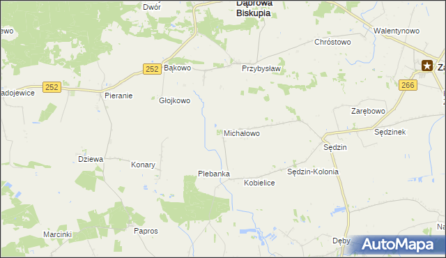 mapa Michałowo gmina Zakrzewo, Michałowo gmina Zakrzewo na mapie Targeo