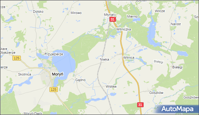 mapa Niwka gmina Moryń, Niwka gmina Moryń na mapie Targeo