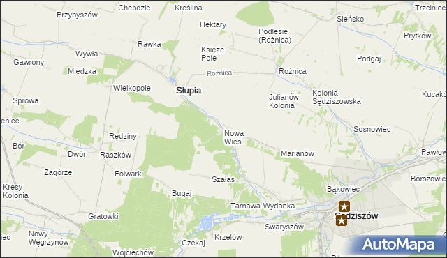 mapa Nowa Wieś gmina Słupia, Nowa Wieś gmina Słupia na mapie Targeo
