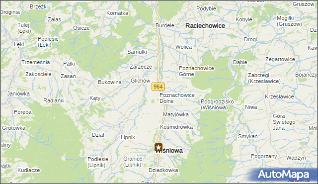 mapa Poznachowice Dolne, Poznachowice Dolne na mapie Targeo