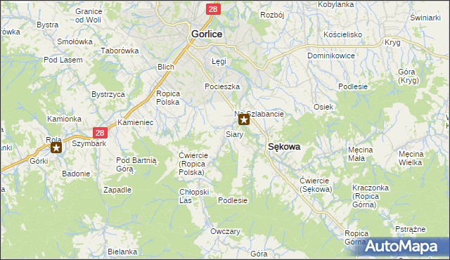 mapa Siary, Siary na mapie Targeo