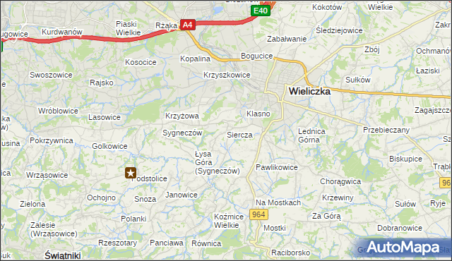 mapa Siercza, Siercza na mapie Targeo