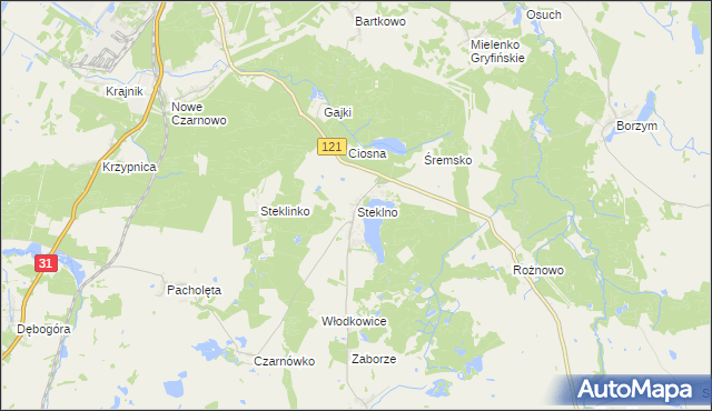 mapa Steklno, Steklno na mapie Targeo