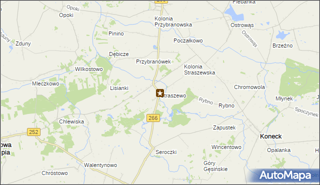 mapa Straszewo gmina Koneck, Straszewo gmina Koneck na mapie Targeo