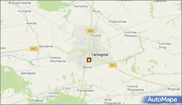 mapa Tarnogród, Tarnogród na mapie Targeo