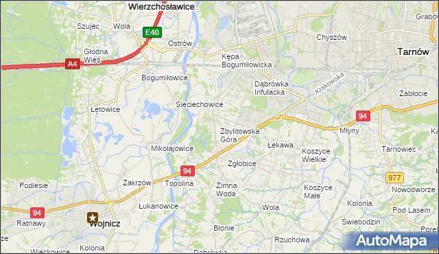 mapa Zbylitowska Góra, Zbylitowska Góra na mapie Targeo
