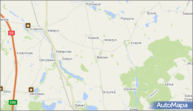 mapa Batowo, Batowo na mapie Targeo