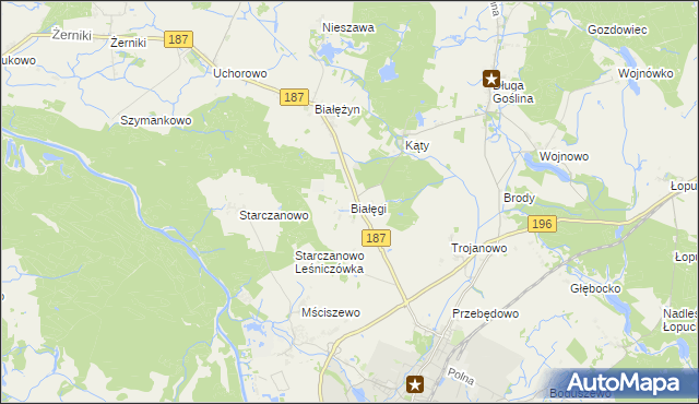 mapa Białęgi gmina Murowana Goślina, Białęgi gmina Murowana Goślina na mapie Targeo