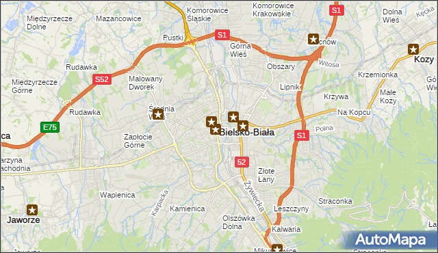 mapa Bielsko-Białej, Bielsko-Biała na mapie Targeo