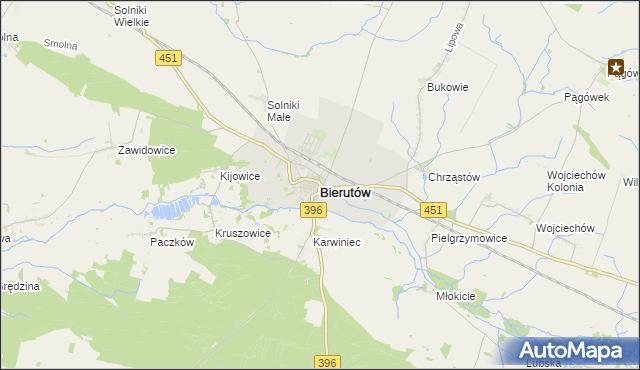 mapa Bierutów, Bierutów na mapie Targeo