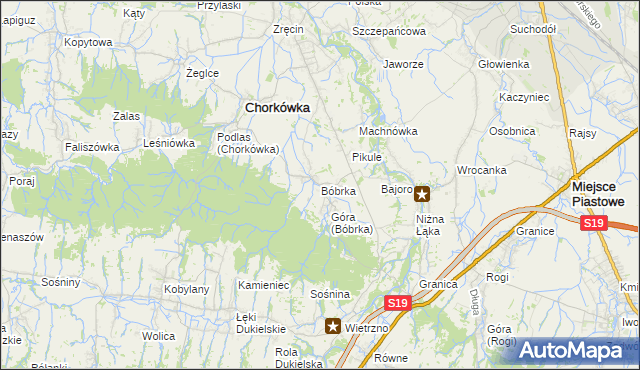 mapa Bóbrka gmina Chorkówka, Bóbrka gmina Chorkówka na mapie Targeo