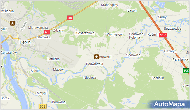 mapa Bobrowniki gmina Ryki, Bobrowniki gmina Ryki na mapie Targeo