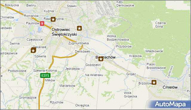mapa Bodzechów, Bodzechów na mapie Targeo