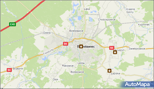 mapa Bolesławca, Bolesławiec na mapie Targeo