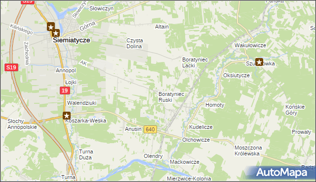 mapa Boratyniec Ruski, Boratyniec Ruski na mapie Targeo