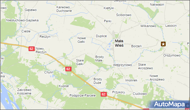 mapa Brody Małe gmina Mała Wieś, Brody Małe gmina Mała Wieś na mapie Targeo