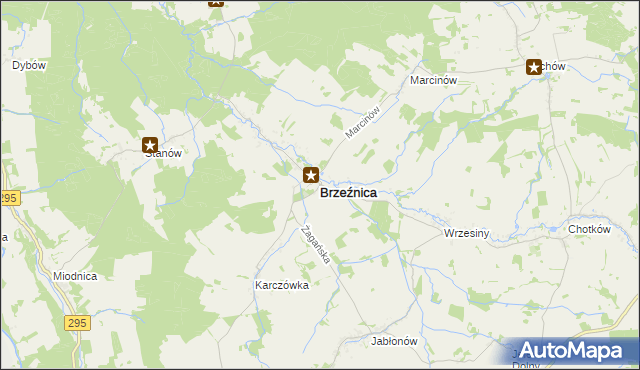 mapa Brzeźnica powiat żagański, Brzeźnica powiat żagański na mapie Targeo