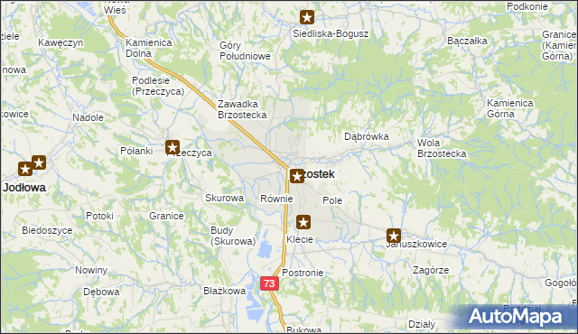 mapa Brzostek powiat dębicki, Brzostek powiat dębicki na mapie Targeo
