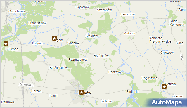 mapa Brzóstków, Brzóstków na mapie Targeo