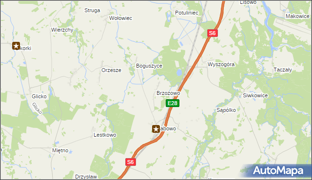 mapa Brzozowo gmina Nowogard, Brzozowo gmina Nowogard na mapie Targeo