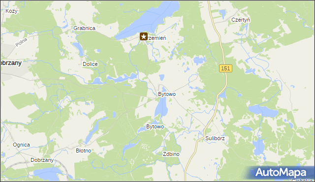 mapa Bytowo gmina Dobrzany, Bytowo gmina Dobrzany na mapie Targeo