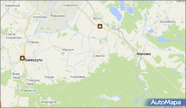 mapa Cewlino, Cewlino na mapie Targeo