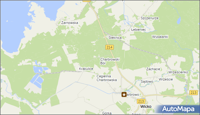 mapa Charbrowski Bór, Charbrowski Bór na mapie Targeo