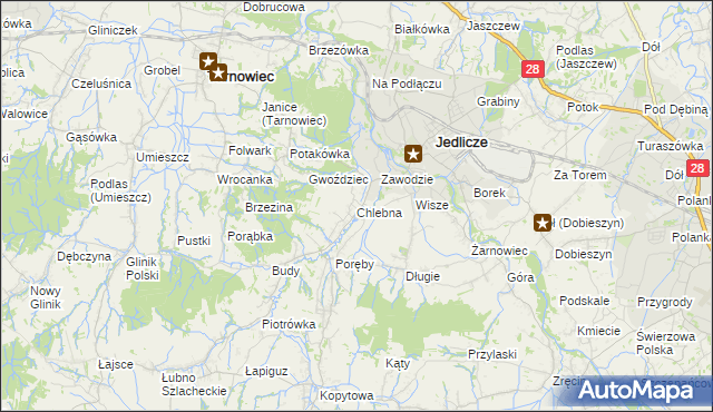 mapa Chlebna gmina Jedlicze, Chlebna gmina Jedlicze na mapie Targeo