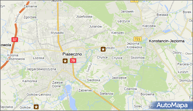 mapa Chylice gmina Piaseczno, Chylice gmina Piaseczno na mapie Targeo