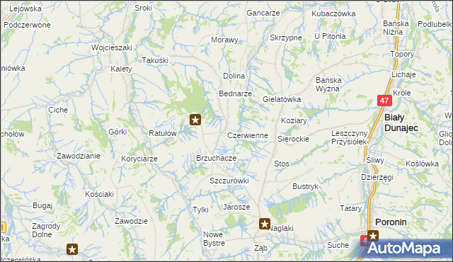 mapa Czerwienne, Czerwienne na mapie Targeo