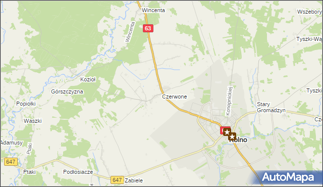 mapa Czerwone, Czerwone na mapie Targeo