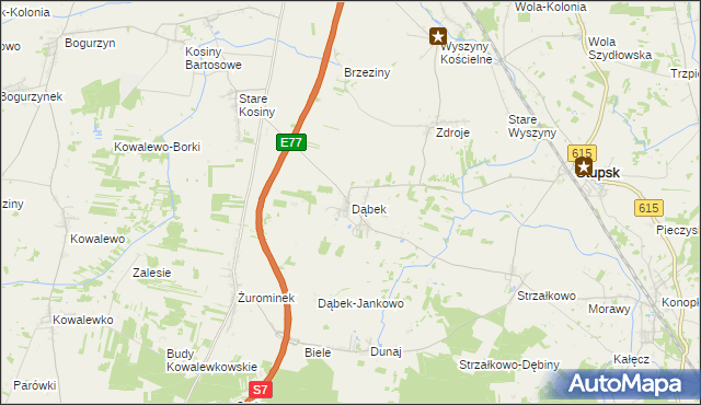 mapa Dąbek gmina Stupsk, Dąbek gmina Stupsk na mapie Targeo
