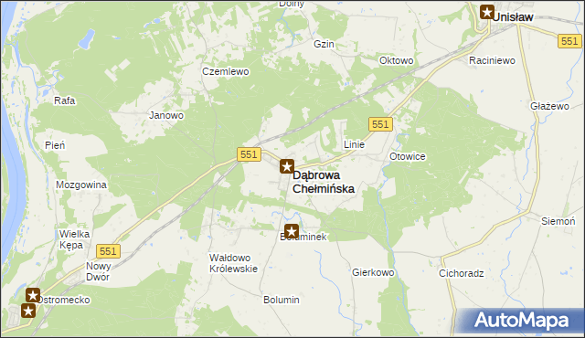 mapa Dąbrowa Chełmińska, Dąbrowa Chełmińska na mapie Targeo