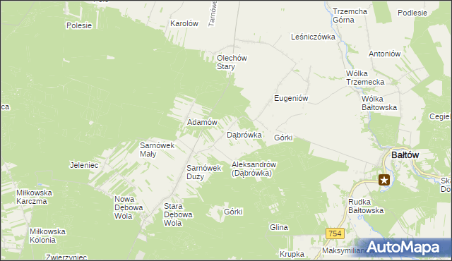 mapa Dąbrówka gmina Sienno, Dąbrówka gmina Sienno na mapie Targeo