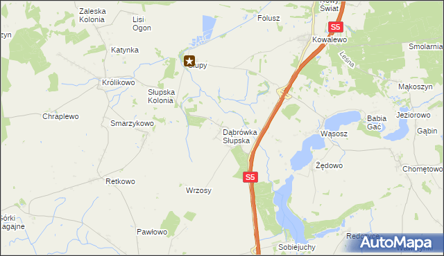 mapa Dąbrówka Słupska, Dąbrówka Słupska na mapie Targeo