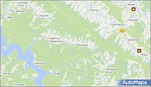 mapa Daszówka gmina Ustrzyki Dolne, Daszówka gmina Ustrzyki Dolne na mapie Targeo