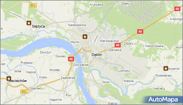 mapa Dęblin, Dęblin na mapie Targeo
