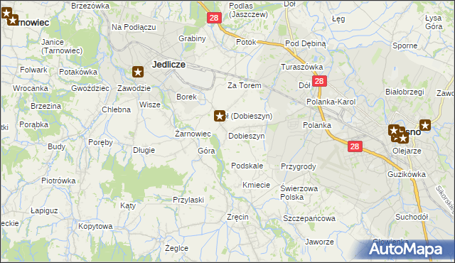 mapa Dobieszyn gmina Jedlicze, Dobieszyn gmina Jedlicze na mapie Targeo
