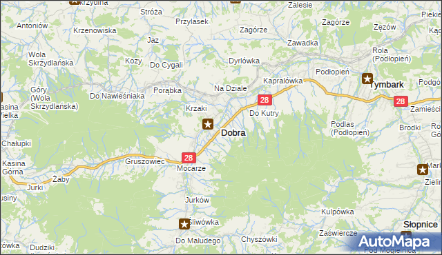 mapa Dobra powiat limanowski, Dobra powiat limanowski na mapie Targeo