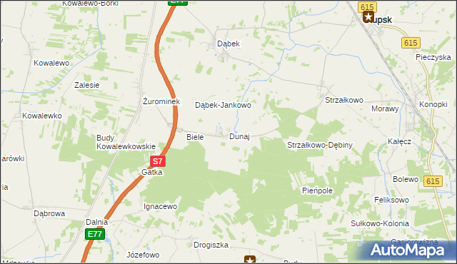 mapa Dunaj gmina Stupsk, Dunaj gmina Stupsk na mapie Targeo