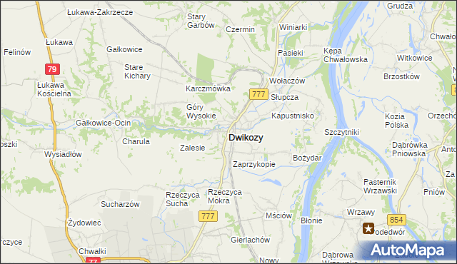 mapa Dwikozy, Dwikozy na mapie Targeo