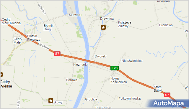 mapa Dworek gmina Stegna, Dworek gmina Stegna na mapie Targeo