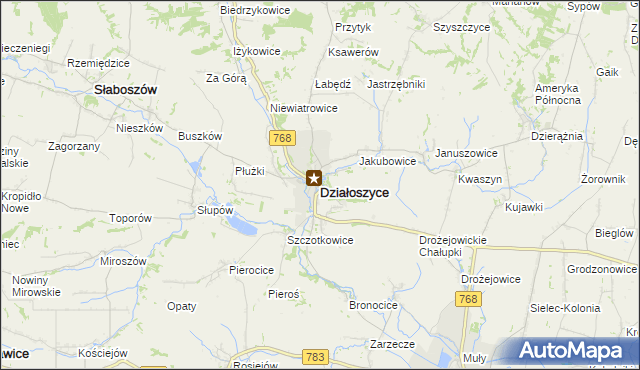 mapa Działoszyce, Działoszyce na mapie Targeo