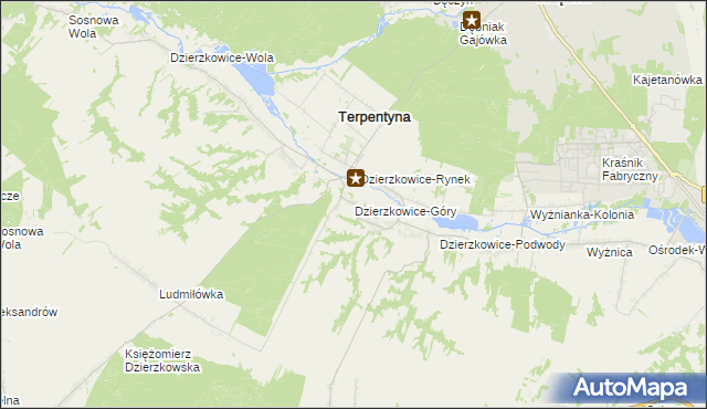 mapa Dzierzkowice-Góry, Dzierzkowice-Góry na mapie Targeo