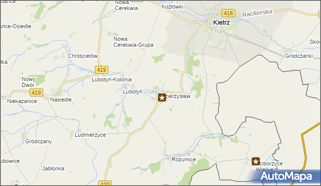mapa Dzierżysław gmina Kietrz, Dzierżysław gmina Kietrz na mapie Targeo