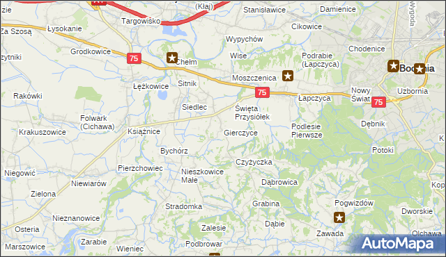 mapa Gierczyce gmina Bochnia, Gierczyce gmina Bochnia na mapie Targeo
