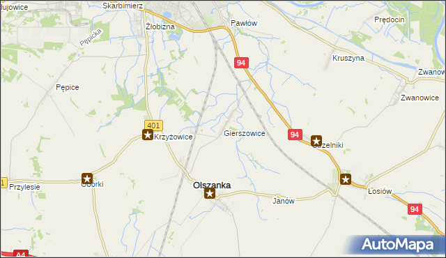 mapa Gierszowice, Gierszowice na mapie Targeo