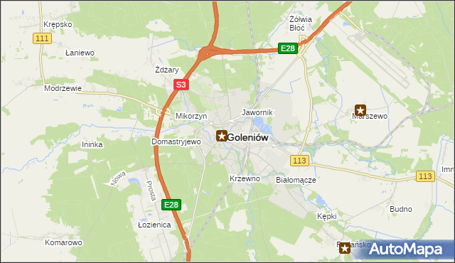 mapa Goleniów, Goleniów na mapie Targeo