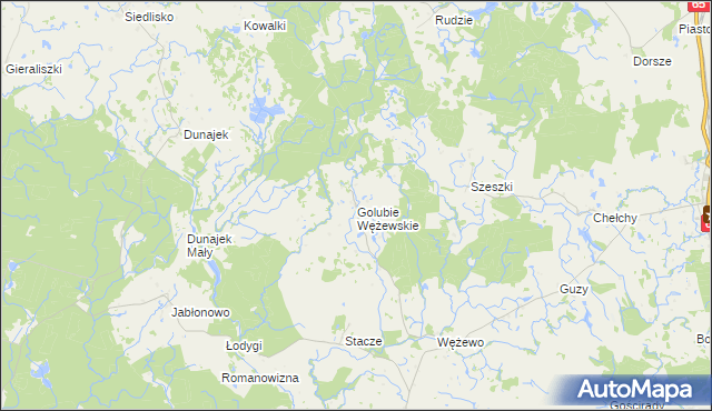 mapa Golubie Wężewskie, Golubie Wężewskie na mapie Targeo